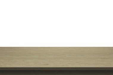 Ahşap masa üstü izole beyaz zemin üzerine