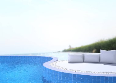 Yüzme Havuzu ve Teras, doğa arka plan bulanıklık