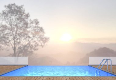 Yüzme Havuzu ve Teras, doğa arka plan bulanıklık