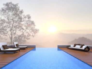 Yüzme Havuzu ve Teras, doğa arka plan bulanıklık