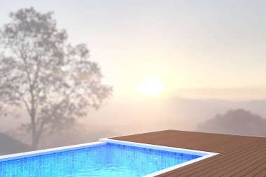 Yüzme Havuzu ve Teras, doğa arka plan bulanıklık