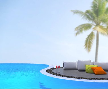 Yüzme Havuzu ve Teras, doğa arka plan bulanıklık