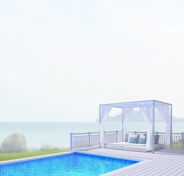 Yüzme Havuzu ve Teras, doğa arka plan bulanıklık