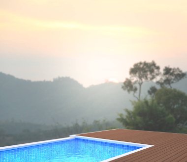 Yüzme Havuzu ve Teras, doğa arka plan bulanıklık