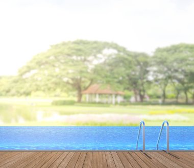 Yüzme Havuzu ve Teras, doğa arka plan bulanıklık