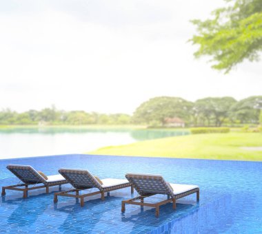 Yüzme Havuzu ve Teras, doğa arka plan bulanıklık