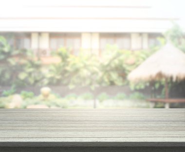 Top masa ve bina, arka plan bulanıklık