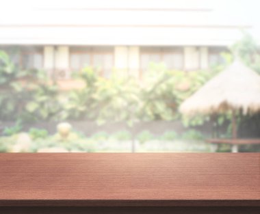 Top masa ve bina, arka plan bulanıklık
