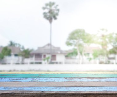 Top masa ve bina, arka plan bulanıklık