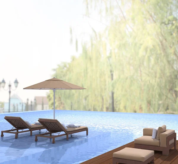 Yüzme Havuzu ve Teras, doğa arka plan bulanıklık