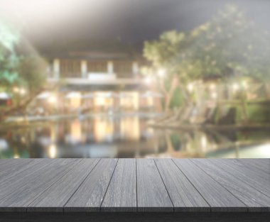 Top masa ve bina, arka plan bulanıklık