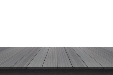 Ahşap masa üstü izole beyaz zemin üzerine