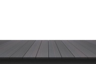 Ahşap masa üstü izole beyaz zemin üzerine