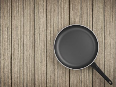 Tablo arka plan üzerinde Üstten Görünüm boş tava