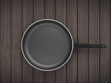 Tablo arka plan üzerinde Üstten Görünüm boş tava