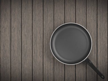 Tablo arka plan üzerinde Üstten Görünüm boş tava