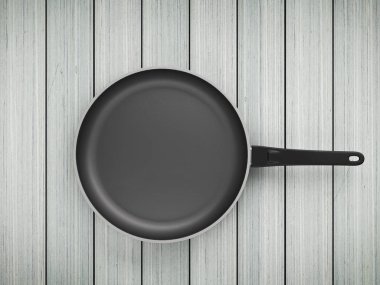 Tablo arka plan üzerinde Üstten Görünüm boş tava