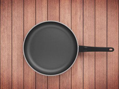 Tablo arka plan üzerinde Üstten Görünüm boş tava