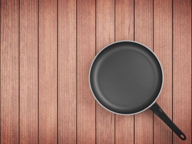 Tablo arka plan üzerinde Üstten Görünüm boş tava