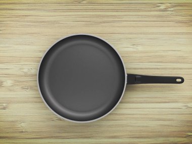 Tablo arka plan üzerinde Üstten Görünüm boş tava