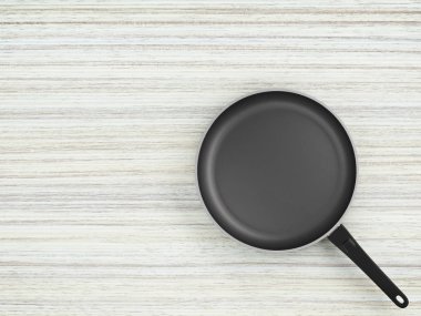 Tablo arka plan üzerinde Üstten Görünüm boş tava