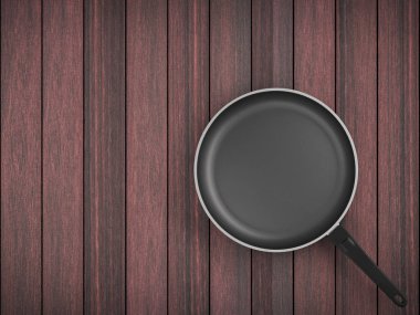 Tablo arka plan üzerinde Üstten Görünüm boş tava