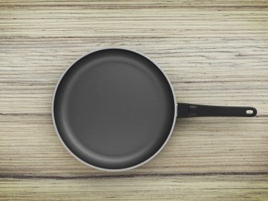 Tablo arka plan üzerinde Üstten Görünüm boş tava