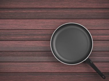 Tablo arka plan üzerinde Üstten Görünüm boş tava