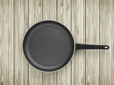 Tablo arka plan üzerinde Üstten Görünüm boş tava