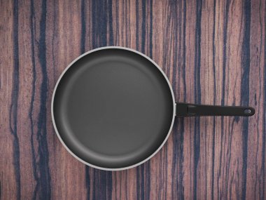 Tablo arka plan üzerinde Üstten Görünüm boş tava