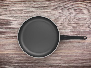Tablo arka plan üzerinde Üstten Görünüm boş tava
