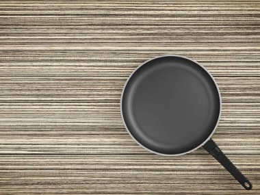 Tablo arka plan üzerinde Üstten Görünüm boş tava