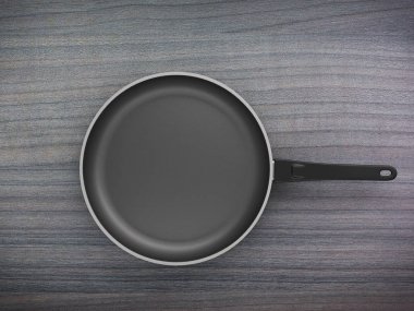 Tablo arka plan üzerinde Üstten Görünüm boş tava