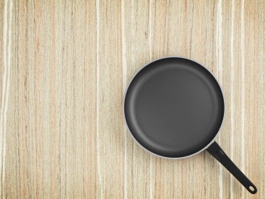 Tablo arka plan üzerinde Üstten Görünüm boş tava