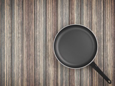 Tablo arka plan üzerinde Üstten Görünüm boş tava