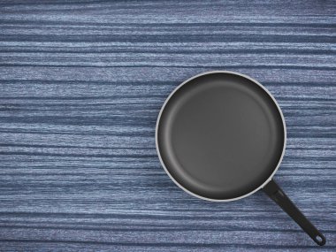 Tablo arka plan üzerinde Üstten Görünüm boş tava