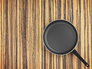 Tablo arka plan üzerinde Üstten Görünüm boş tava