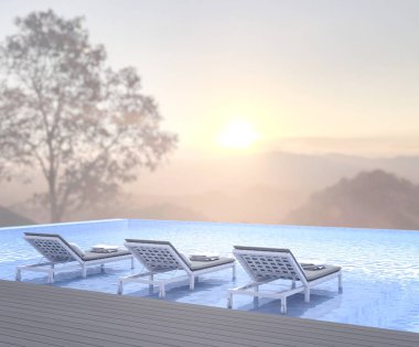 Yüzme Havuzu ve Teras, doğa arka plan bulanıklık