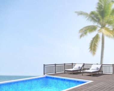 Yüzme Havuzu ve Teras, doğa arka plan bulanıklık