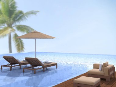 Yüzme Havuzu ve Teras, doğa arka plan bulanıklık