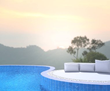 Yüzme Havuzu ve Teras, doğa arka plan bulanıklık