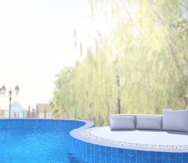Yüzme Havuzu ve Teras, doğa arka plan bulanıklık