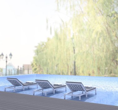 Yüzme Havuzu ve Teras, doğa arka plan bulanıklık