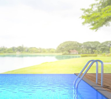 Yüzme Havuzu ve Teras, doğa arka plan bulanıklık