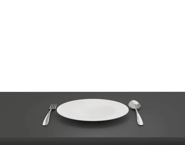 Empty Dish On Table  On Isolated White Background — Stock Photo, Image