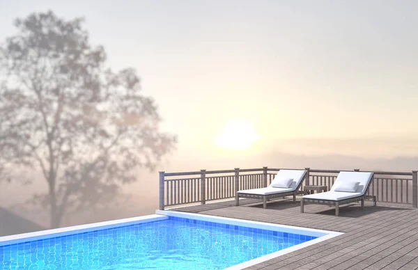 Yüzme Havuzu ve Teras, doğa arka plan bulanıklık