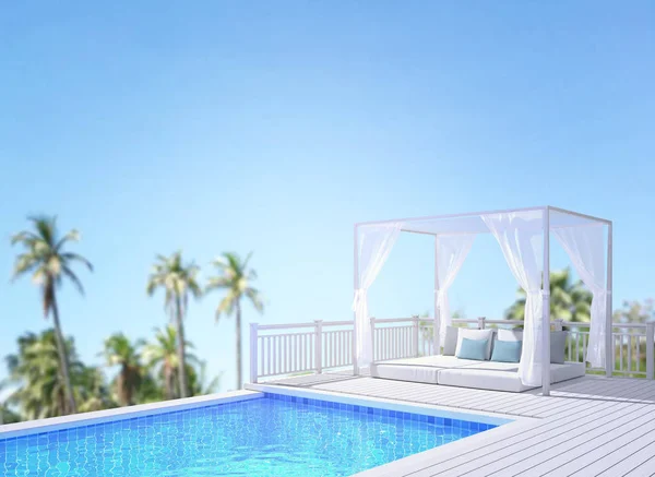 Piscina y Terraza de Desenfoque Naturaleza Fondo — Foto de Stock