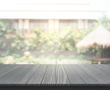 Top masa ve bina, arka plan bulanıklık