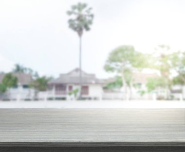 Top masa ve bina, arka plan bulanıklık