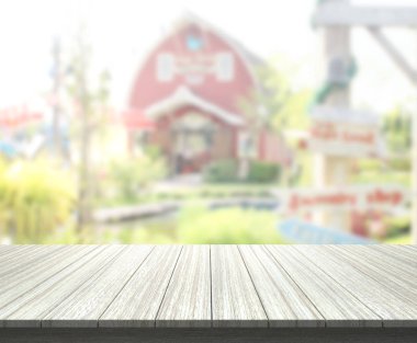 Top masa ve bina, arka plan bulanıklık